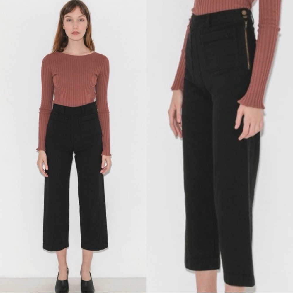 A PIECE APART Ursa Sailor Cotton High Waisted Black Pants Trousers